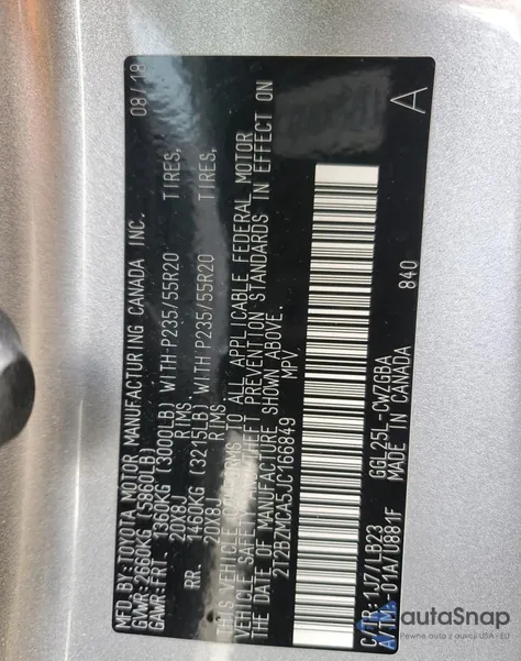 2018 Lexus Rx 350 Base z USA, uszkodzony, nr VIN 2T2BZMCA5JC166849